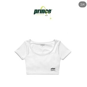 Malbon x Prince Volley Short Sleeve Ringer - White Short Sleeve Crop Top